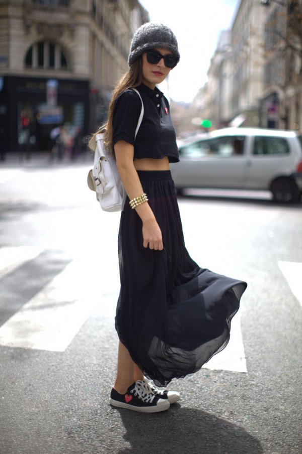 maxi skirt with converse